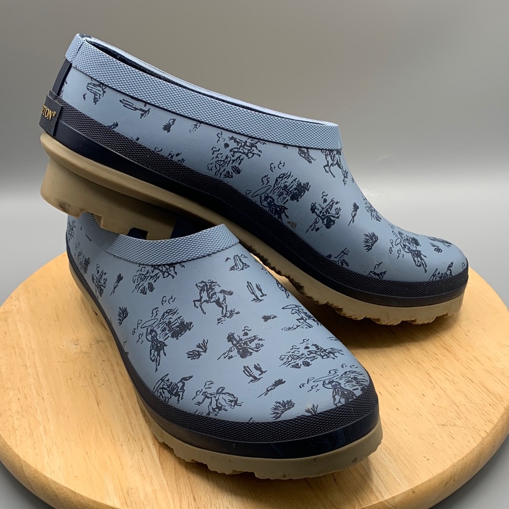 Pendleton Light Blue Patterned Women's Clogs Cowb… - image 1